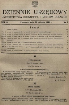 Dziennik Urzędowy Ministerstwa Rolnictwa i Reform Rolnych. 1948, nr 8