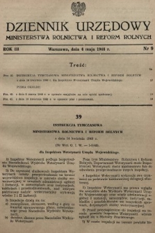 Dziennik Urzędowy Ministerstwa Rolnictwa i Reform Rolnych. 1948, nr 9