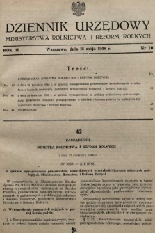 Dziennik Urzędowy Ministerstwa Rolnictwa i Reform Rolnych. 1948, nr 10