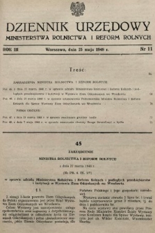 Dziennik Urzędowy Ministerstwa Rolnictwa i Reform Rolnych. 1948, nr 11