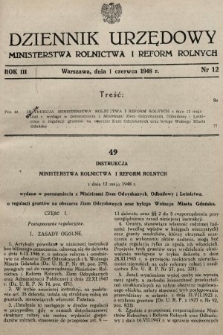Dziennik Urzędowy Ministerstwa Rolnictwa i Reform Rolnych. 1948, nr 12