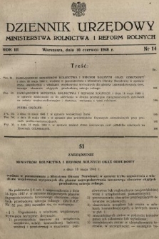 Dziennik Urzędowy Ministerstwa Rolnictwa i Reform Rolnych. 1948, nr 14