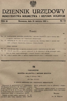 Dziennik Urzędowy Ministerstwa Rolnictwa i Reform Rolnych. 1948, nr 15