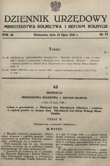 Dziennik Urzędowy Ministerstwa Rolnictwa i Reform Rolnych. 1948, nr 17