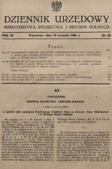 Dziennik Urzędowy Ministerstwa Rolnictwa i Reform Rolnych. 1948, nr 18