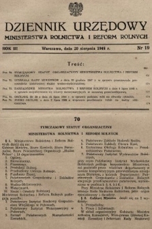Dziennik Urzędowy Ministerstwa Rolnictwa i Reform Rolnych. 1948, nr 19