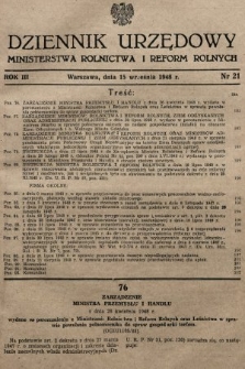 Dziennik Urzędowy Ministerstwa Rolnictwa i Reform Rolnych. 1948, nr 21