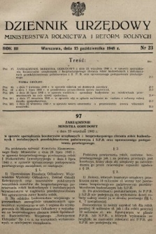Dziennik Urzędowy Ministerstwa Rolnictwa i Reform Rolnych. 1948, nr 23