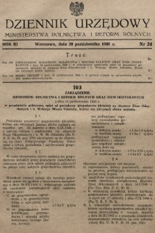 Dziennik Urzędowy Ministerstwa Rolnictwa i Reform Rolnych. 1948, nr 24