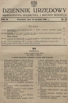 Dziennik Urzędowy Ministerstwa Rolnictwa i Reform Rolnych. 1948, nr 25