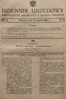 Dziennik Urzędowy Ministerstwa Rolnictwa i Reform Rolnych. 1948, nr 26