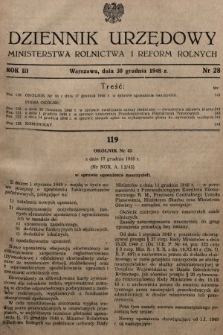 Dziennik Urzędowy Ministerstwa Rolnictwa i Reform Rolnych. 1948, nr 28