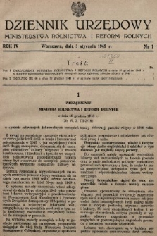 Dziennik Urzędowy Ministerstwa Rolnictwa i Reform Rolnych. 1949, nr 1