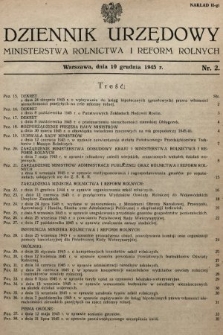Dziennik Urzędowy Ministerstwa Rolnictwa i Reform Rolnych. 1945/1946, nr 2 (nakład drugi)