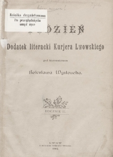 Tydzień : dodatek literacki „Kurjera Lwowskiego”. 1894, spis rzeczy