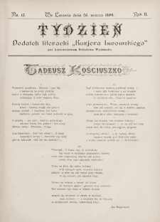 Tydzień : dodatek literacki „Kurjera Lwowskiego”. 1894, nr 13
