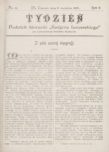 Tydzień : dodatek literacki „Kurjera Lwowskiego”. 1894, nr 15