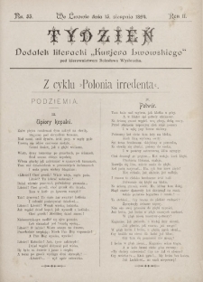 Tydzień : dodatek literacki „Kurjera Lwowskiego”. 1894, nr 33