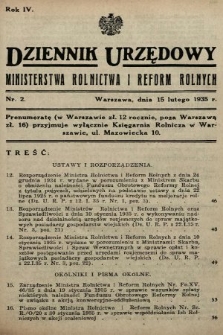 Dziennik Urzędowy Ministerstwa Rolnictwa i Reform Rolnych. 1935, nr 2