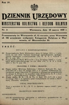 Dziennik Urzędowy Ministerstwa Rolnictwa i Reform Rolnych. 1935, nr 3