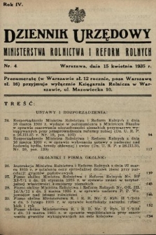 Dziennik Urzędowy Ministerstwa Rolnictwa i Reform Rolnych. 1935, nr 4