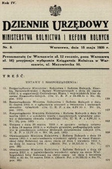 Dziennik Urzędowy Ministerstwa Rolnictwa i Reform Rolnych. 1935, nr 5