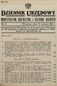 Dziennik Urzędowy Ministerstwa Rolnictwa i Reform Rolnych. 1935, nr 6