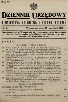Dziennik Urzędowy Ministerstwa Rolnictwa i Reform Rolnych. 1935, nr 9