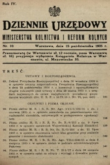Dziennik Urzędowy Ministerstwa Rolnictwa i Reform Rolnych. 1935, nr 10