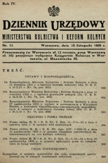 Dziennik Urzędowy Ministerstwa Rolnictwa i Reform Rolnych. 1935, nr 11