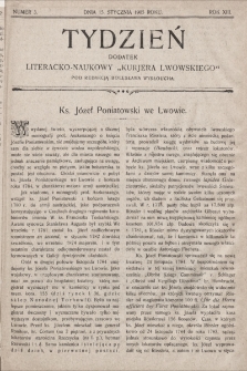 Tydzień : dodatek literacko-naukowy „Kurjera Lwowskiego”. 1905, nr 3