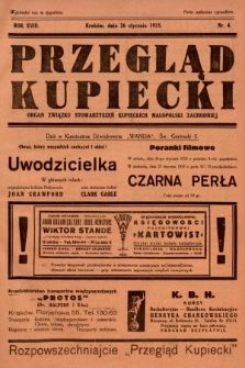 Przegląd Kupiecki : organ Związku Stowarzyszeń Kupieckich Małopolski Zachodniej. 1935, nr 4
