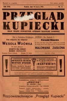 Przegląd Kupiecki : organ Związku Stowarzyszeń Kupieckich Małopolski Zachodniej. 1935, nr 11