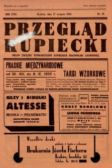 Przegląd Kupiecki : organ Związku Stowarzyszeń Kupieckich Małopolski Zachodniej. 1935, nr 29