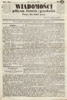 Wiadomości Polityczne, Literackie i Gospodarskie : pismo dla ludzi pracy. 1869, nr 21