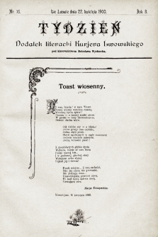 Tydzień : dodatek literacki „Kurjera Lwowskiego”. 1900, nr 16