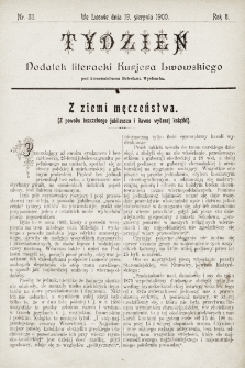 Tydzień : dodatek literacki „Kurjera Lwowskiego”. 1900, nr 33