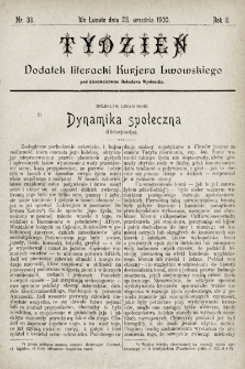 Tydzień : dodatek literacki „Kurjera Lwowskiego”. 1900, nr 38