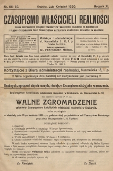 Czasopismo Właścicieli Realności. 1920, nr 66-68