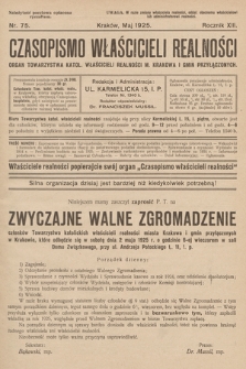 Czasopismo Właścicieli Realności. 1925, nr 75