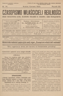 Czasopismo Właścicieli Realności. 1925, nr 76