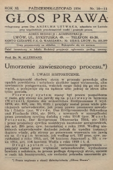 Głos Prawa : wychodzi raz na miesiąc. 1934, nr 10-11
