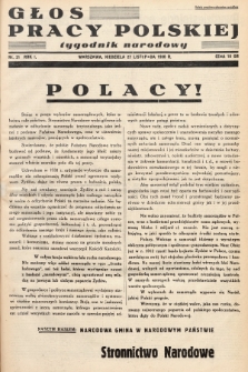 Głos Pracy Polskiej : tygodnik narodowy. 1938, nr 21 [inne wydanie]