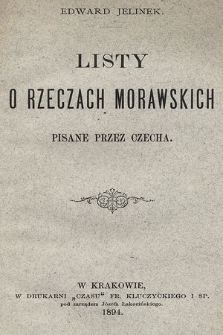 Listy o rzeczach morawskich : pisane przez Czecha