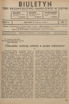 Biuletyn Izby Przemysłowo-Handlowej w Gdyni. 1935, nr 7