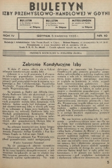 Biuletyn Izby Przemysłowo-Handlowej w Gdyni. 1935, nr 10