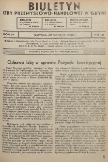 Biuletyn Izby Przemysłowo-Handlowej w Gdyni. 1935, nr 12