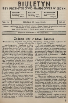 Biuletyn Izby Przemysłowo-Handlowej w Gdyni. 1935, nr 15