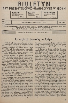 Biuletyn Izby Przemysłowo-Handlowej w Gdyni. 1935, nr 17