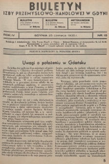 Biuletyn Izby Przemysłowo-Handlowej w Gdyni. 1935, nr 18